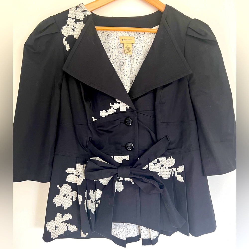 Elevenses, Anthro Embroidered Jacket size12